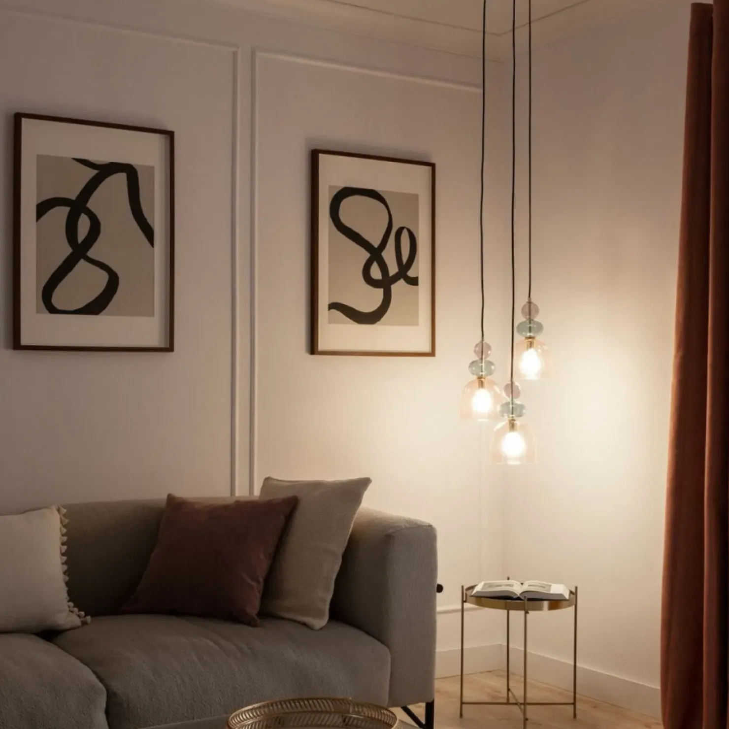 Best Sklep Kaja Potrójna lampa wisząca, kolorowe klosze ABR-3KOLOK-F KOLORENO | Kaja fioletowy