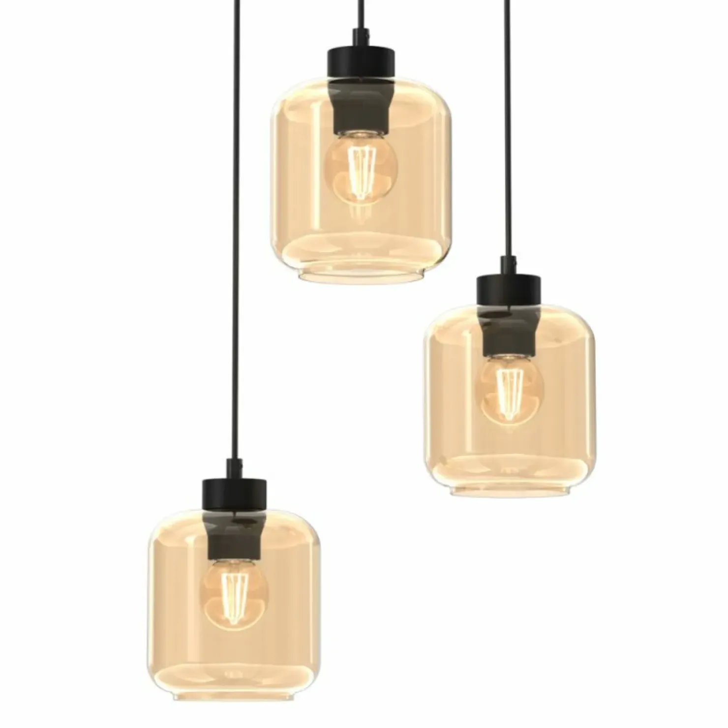 Shop Sklep Kaja Potrójna lampa wisząca, kremowe klosze MLP8372 SOMBRA | Kaja
