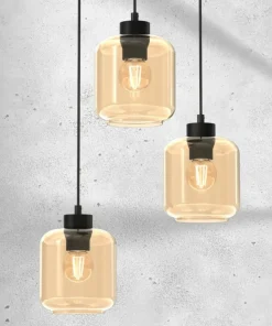 Shop Sklep Kaja Potrójna lampa wisząca, kremowe klosze MLP8372 SOMBRA | Kaja