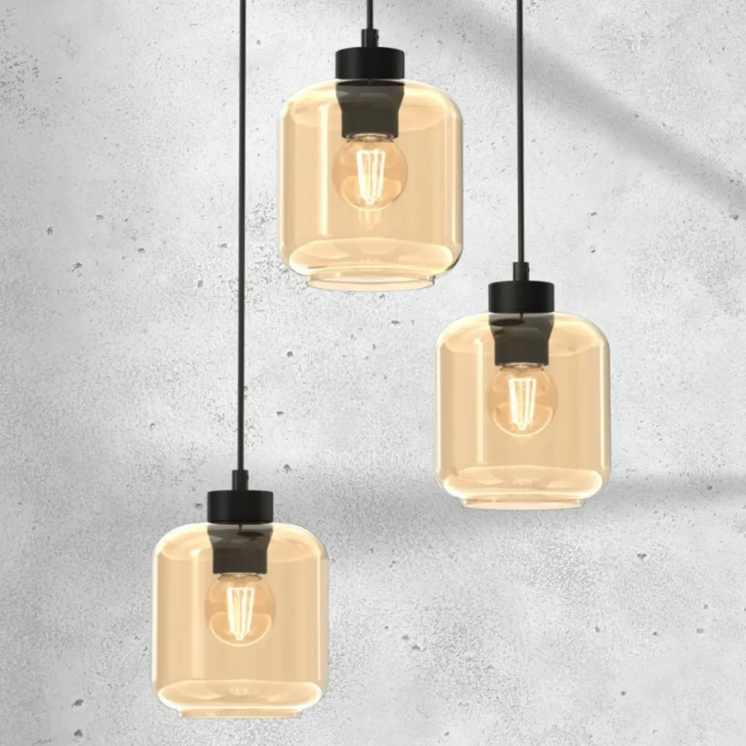 Shop Sklep Kaja Potrójna lampa wisząca, kremowe klosze MLP8372 SOMBRA | Kaja