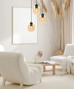 Shop Sklep Kaja Potrójna lampa wisząca, kremowe klosze MLP8372 SOMBRA | Kaja