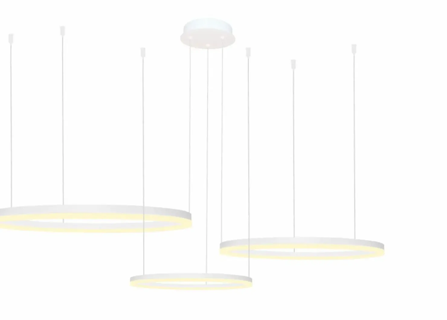 Fashion Sklep Kaja Potrójna lampa wisząca LED, pilot w zestawie AZ4974 HALO | Kaja białypiaskowany