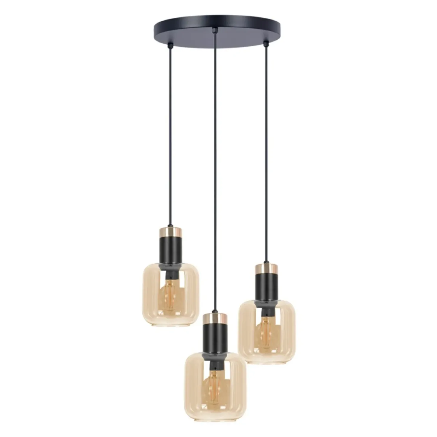Potrójna lampa wisząca z dekoracyjnymi kloszami K-5267 z serii DOKA*Sklep Kaja Cheap