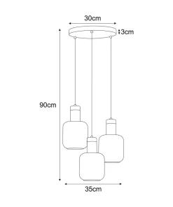 Potrójna lampa wisząca z dekoracyjnymi kloszami K-5267 z serii DOKA*Sklep Kaja Cheap