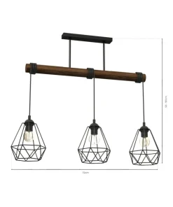 Cheap Sklep Kaja Potrójna lampa wisząca, z dekoracyjnym drewnem MLP7888 z serii ACERO | Kaja Oświ