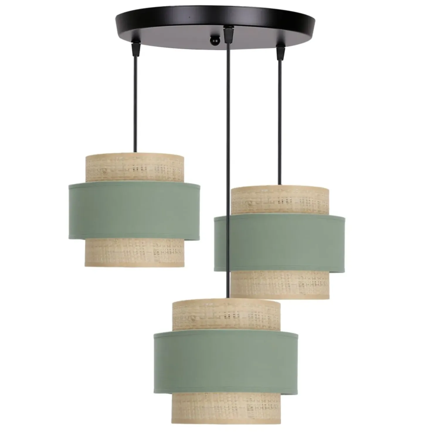 Flash Sale Sklep Kaja Potrójna lampa wisząca z zielonymi elementami 33-25449 z serii SASSO | Kaja Oświ