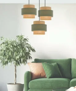 Flash Sale Sklep Kaja Potrójna lampa wisząca z zielonymi elementami 33-25449 z serii SASSO | Kaja Oświ