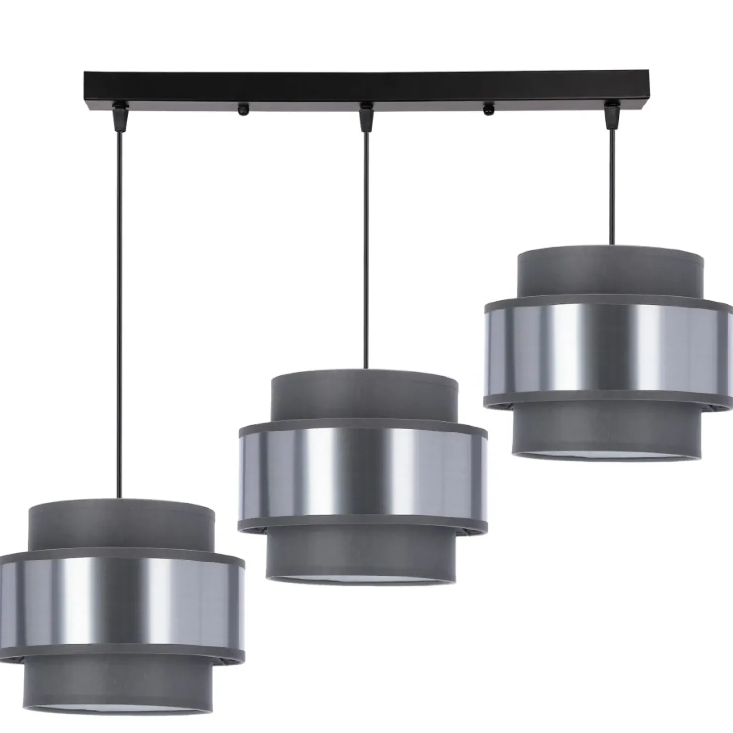 Store Sklep Kaja Potrójna lampa wisząca ze srebrnymi abażurami 33-18441 z serii HARE | Kaja Oświe szary