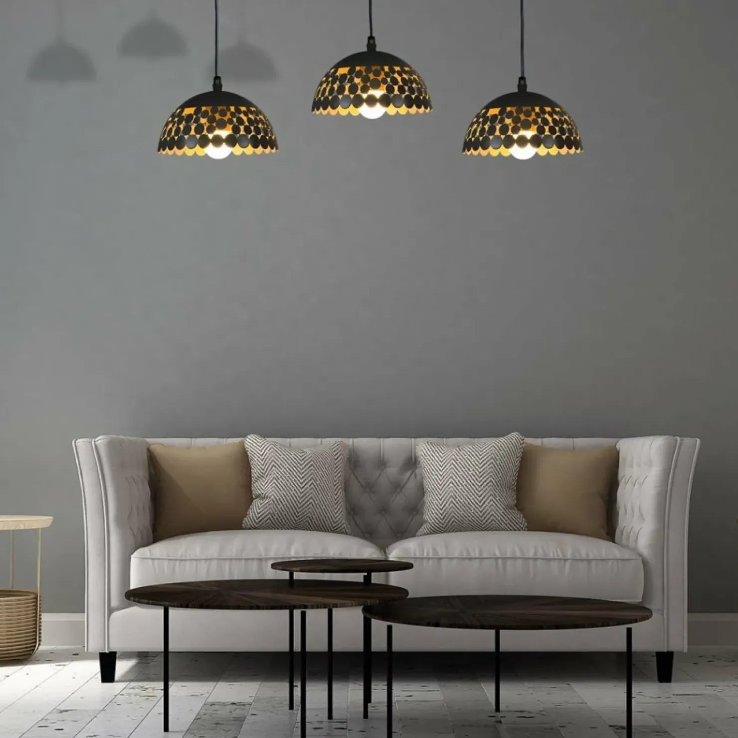 Sale Sklep Kaja Potrójna lampa wisząca ze stylowymi kloszami ML6136 z serii LISA | Kaja Oświetle czarny