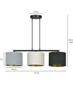 Store Sklep Kaja Poziomy zwis z kolorowymi abażurami 1055/3 HILDE | Kaja Oświetlenie