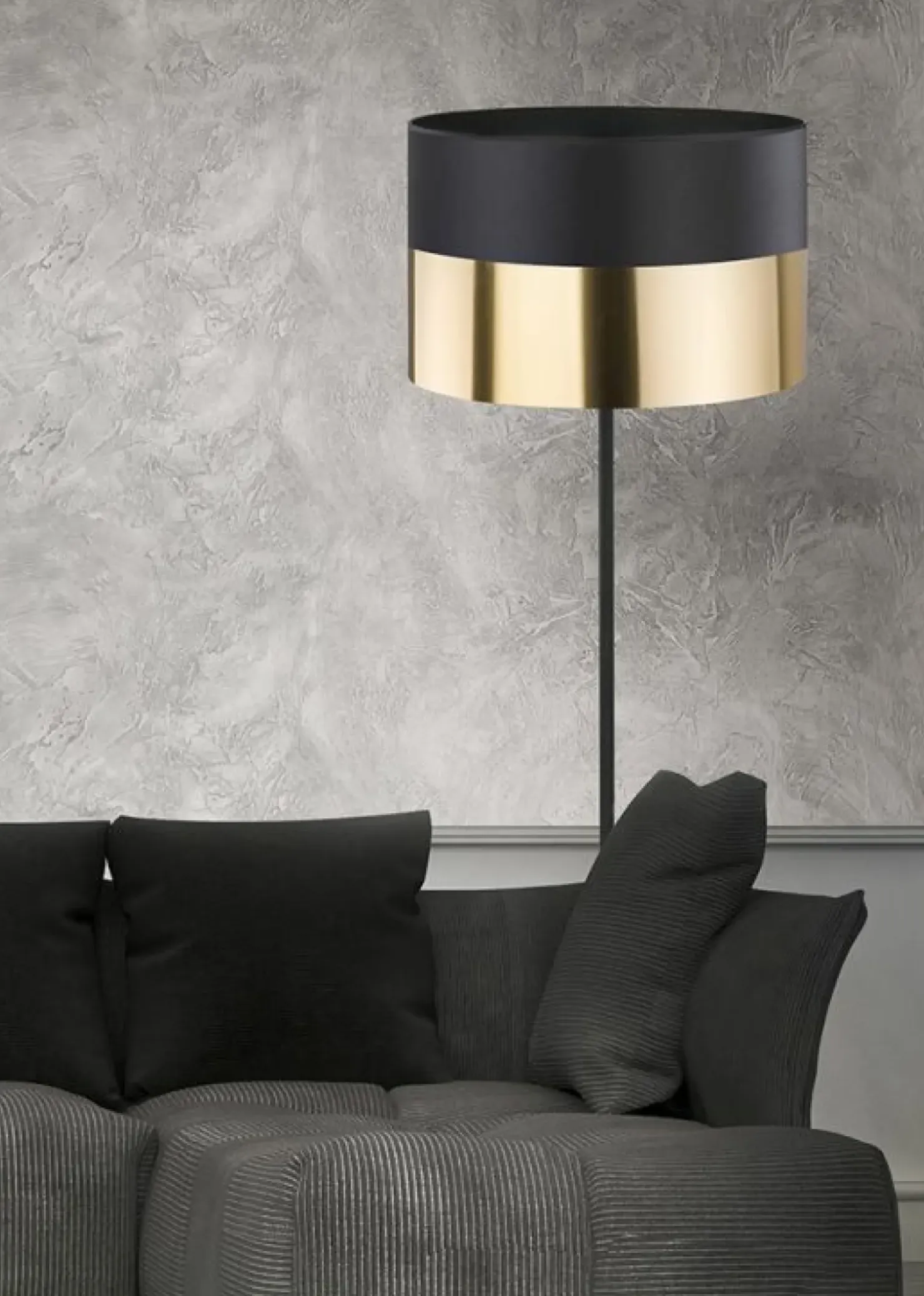 Prosta lampa podłogowa z eleganckim abażurem TK 5122 serii LONDYN GOLD*Sklep Kaja Outlet