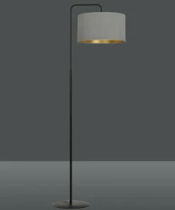 Prosta lampa podłogowa z szarym abażurem 1050/LP1 HILDE | Kaja*Sklep Kaja Store