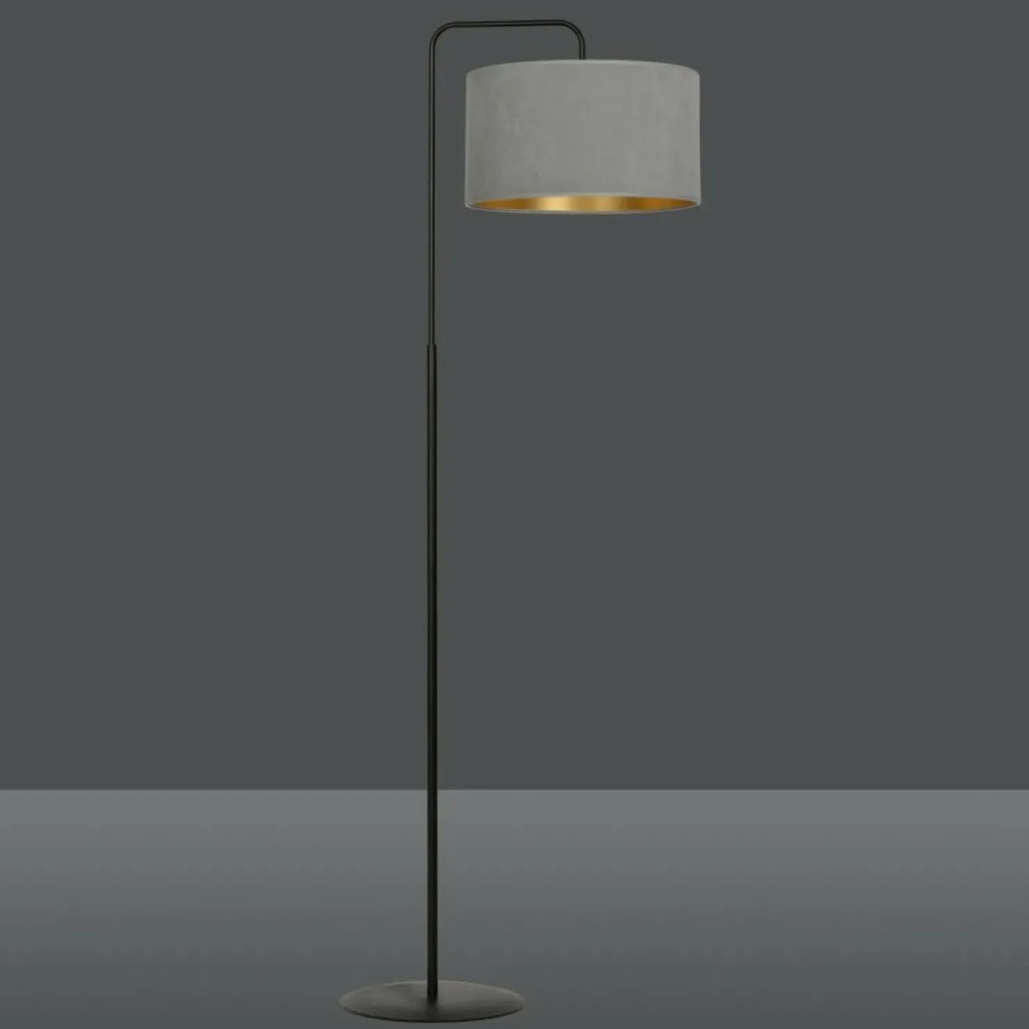 Prosta lampa podłogowa z szarym abażurem 1050/LP1 HILDE | Kaja*Sklep Kaja Store