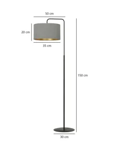 Prosta lampa podłogowa z szarym abażurem 1050/LP1 HILDE | Kaja*Sklep Kaja Store