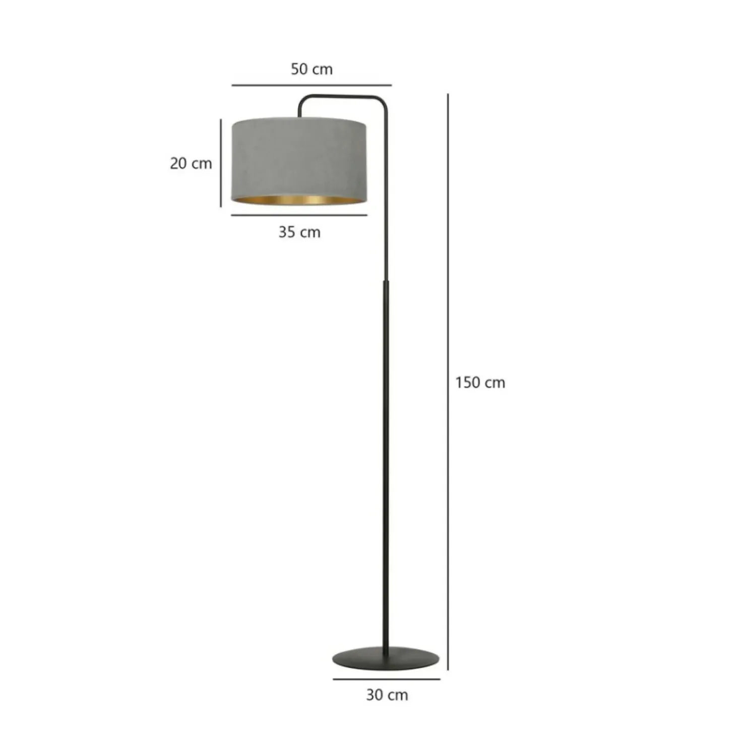 Prosta lampa podłogowa z szarym abażurem 1050/LP1 HILDE | Kaja*Sklep Kaja Store