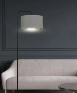Prosta lampa podłogowa z szarym abażurem 1050/LP1 HILDE | Kaja*Sklep Kaja Store