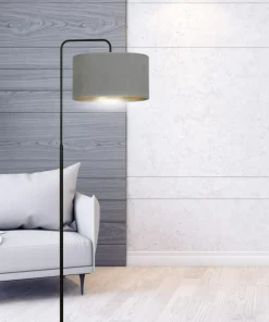 Prosta lampa podłogowa z szarym abażurem 1050/LP1 HILDE | Kaja*Sklep Kaja Store
