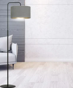 Prosta lampa podłogowa z szarym abażurem 1050/LP1 HILDE | Kaja*Sklep Kaja Store