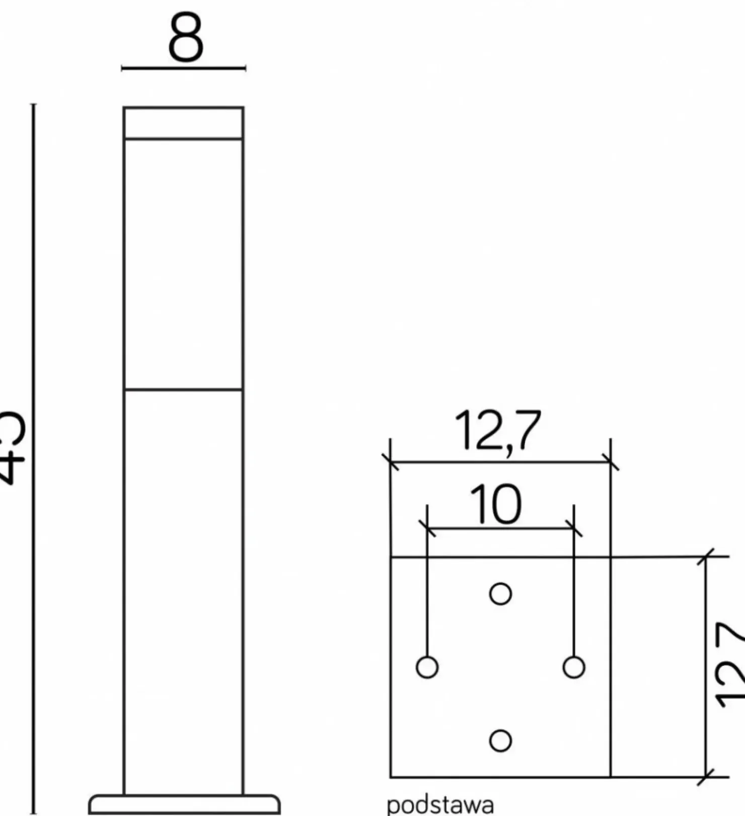 Prostokątna lampa stojąca ogrodowa SS802-450 BL z serii INOX KWADRAT | Kaja Oświ*Sklep Kaja Hot
