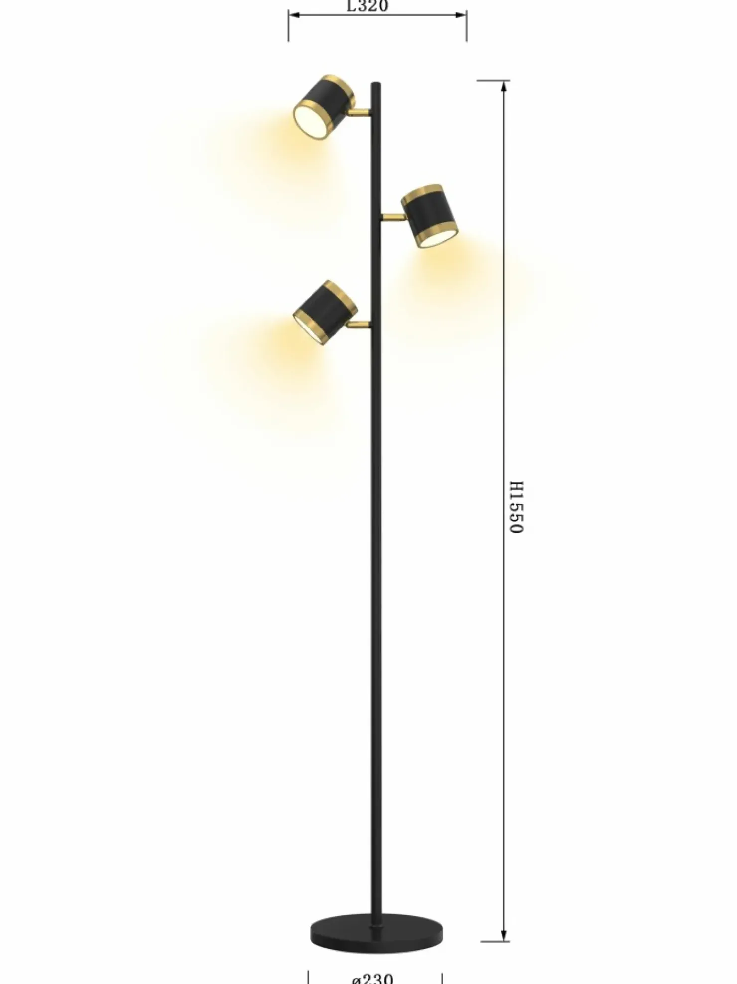 Reflektorowa lampa stojąca, trzy spoty WF 3003-304S TOULOUSE | Kaja*Sklep Kaja Best