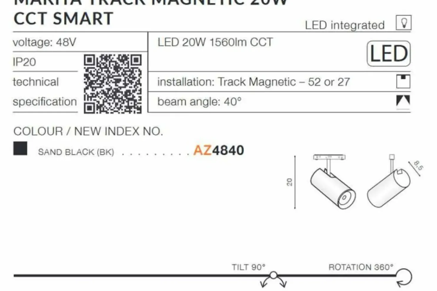 Regulowana głowica 20W CCT SMART AZ4840 MAKITA ALFA MAGNETIC 48V*Sklep Kaja Store