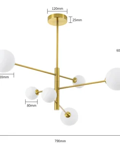 Outlet Sklep Kaja Regulowana lampa wisząca do salonu LP-002/6P DORADO | Kaja Oświetlenie