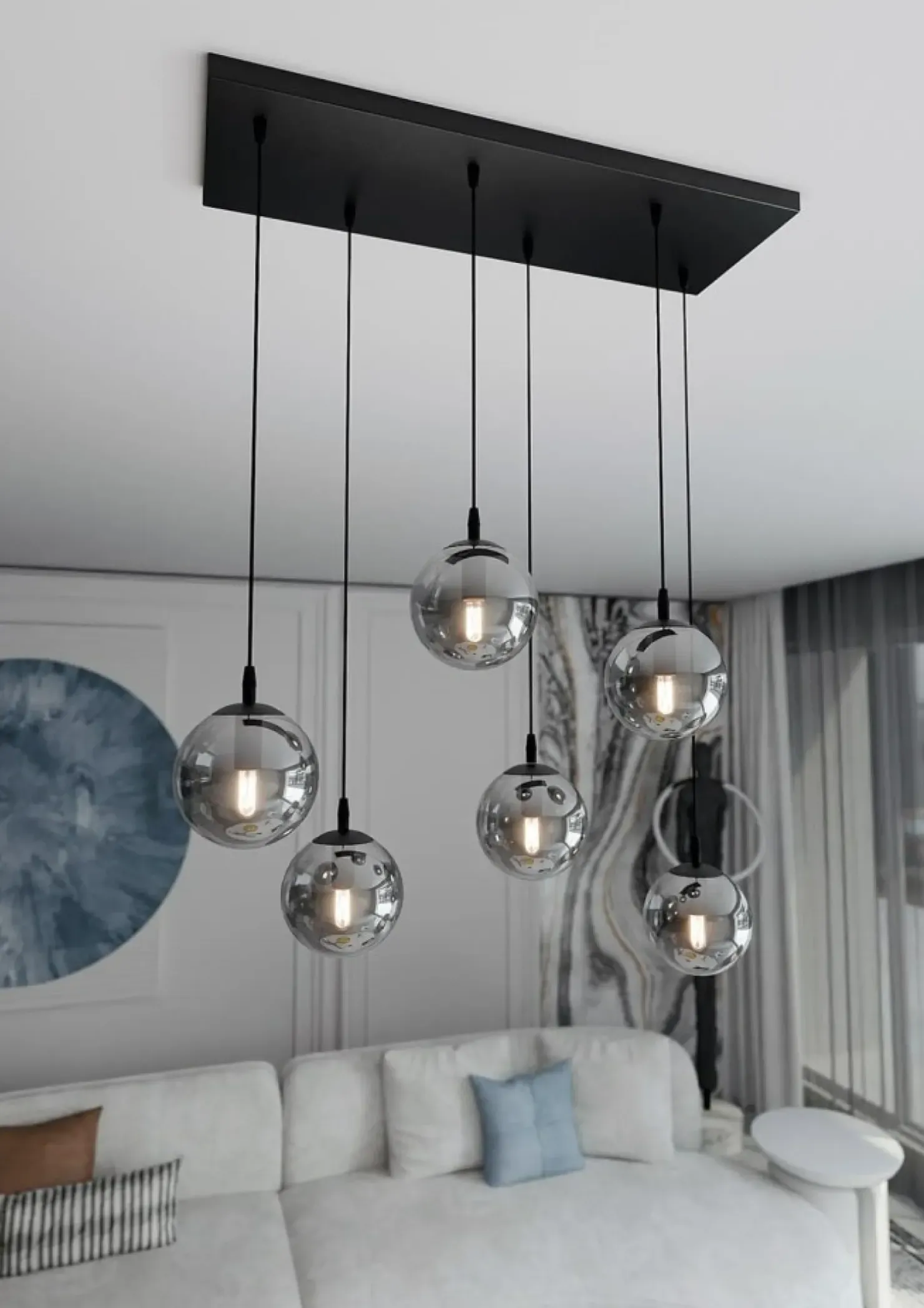 Sale Sklep Kaja Regulowana lampa wisząca z kulistymi kloszami 712/6 | Kaja Oświetlenie