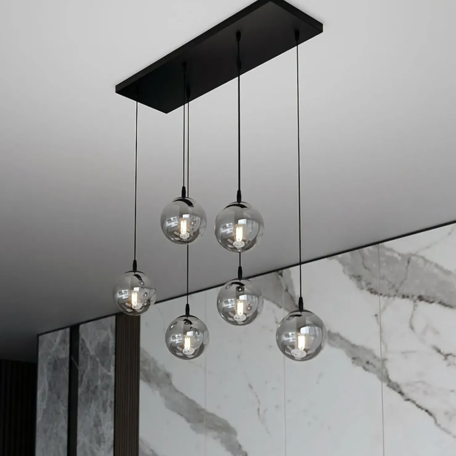 Sale Sklep Kaja Regulowana lampa wisząca z kulistymi kloszami 712/6 | Kaja Oświetlenie