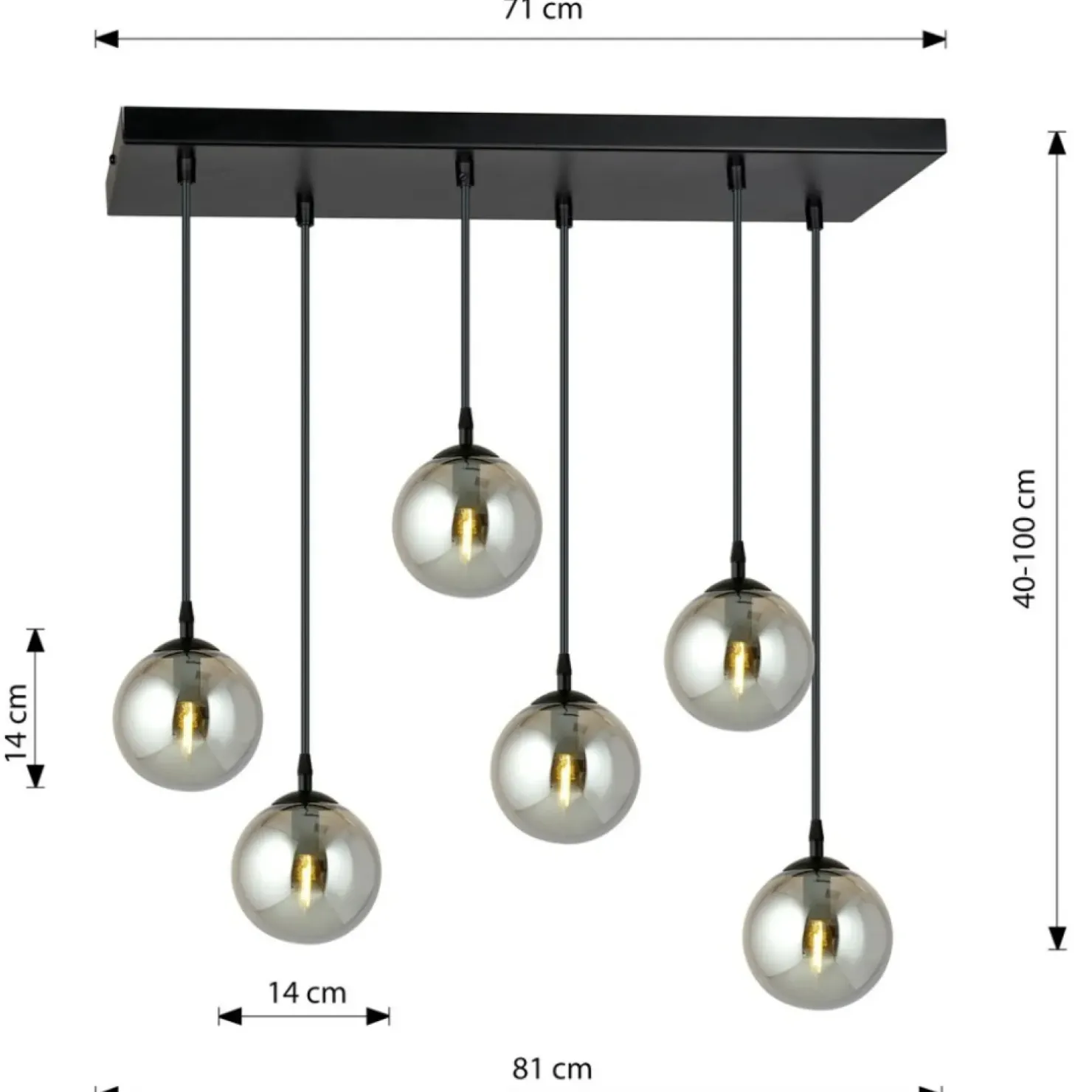 Sale Sklep Kaja Regulowana lampa wisząca z kulistymi kloszami 712/6 | Kaja Oświetlenie