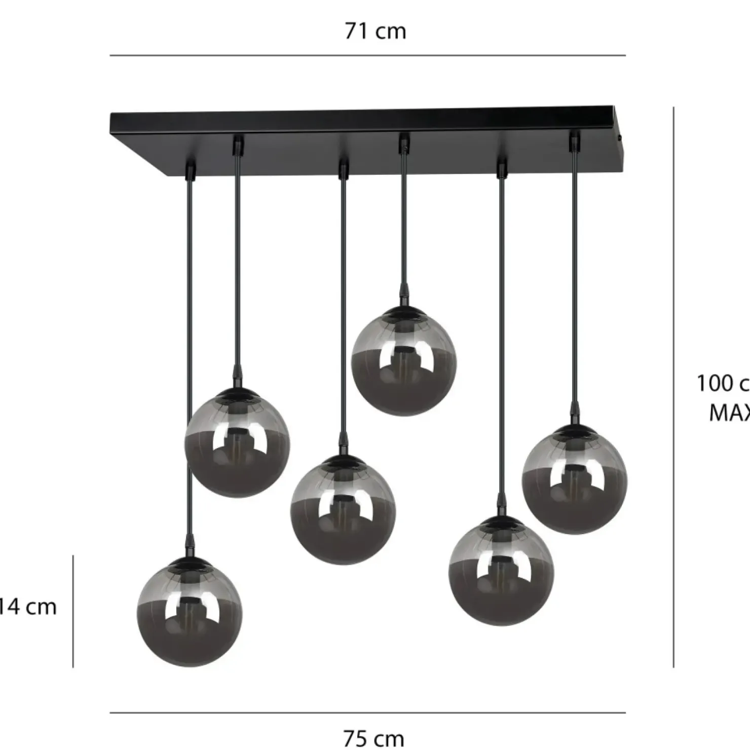Sale Sklep Kaja Regulowana lampa wisząca z kulistymi kloszami 712/6 | Kaja Oświetlenie