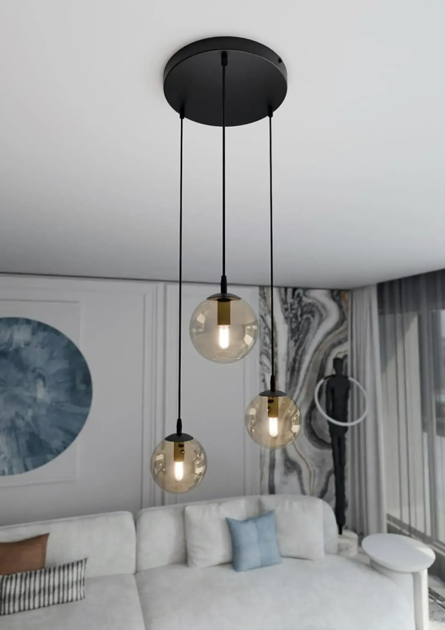 Store Sklep Kaja Regulowana lampa wisząca z trzema kloszami 713/3PREM | Kaja