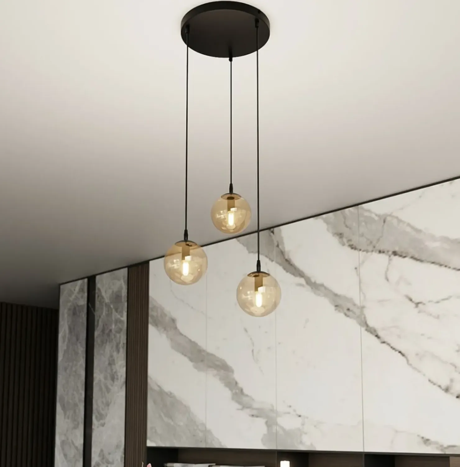Store Sklep Kaja Regulowana lampa wisząca z trzema kloszami 713/3PREM | Kaja