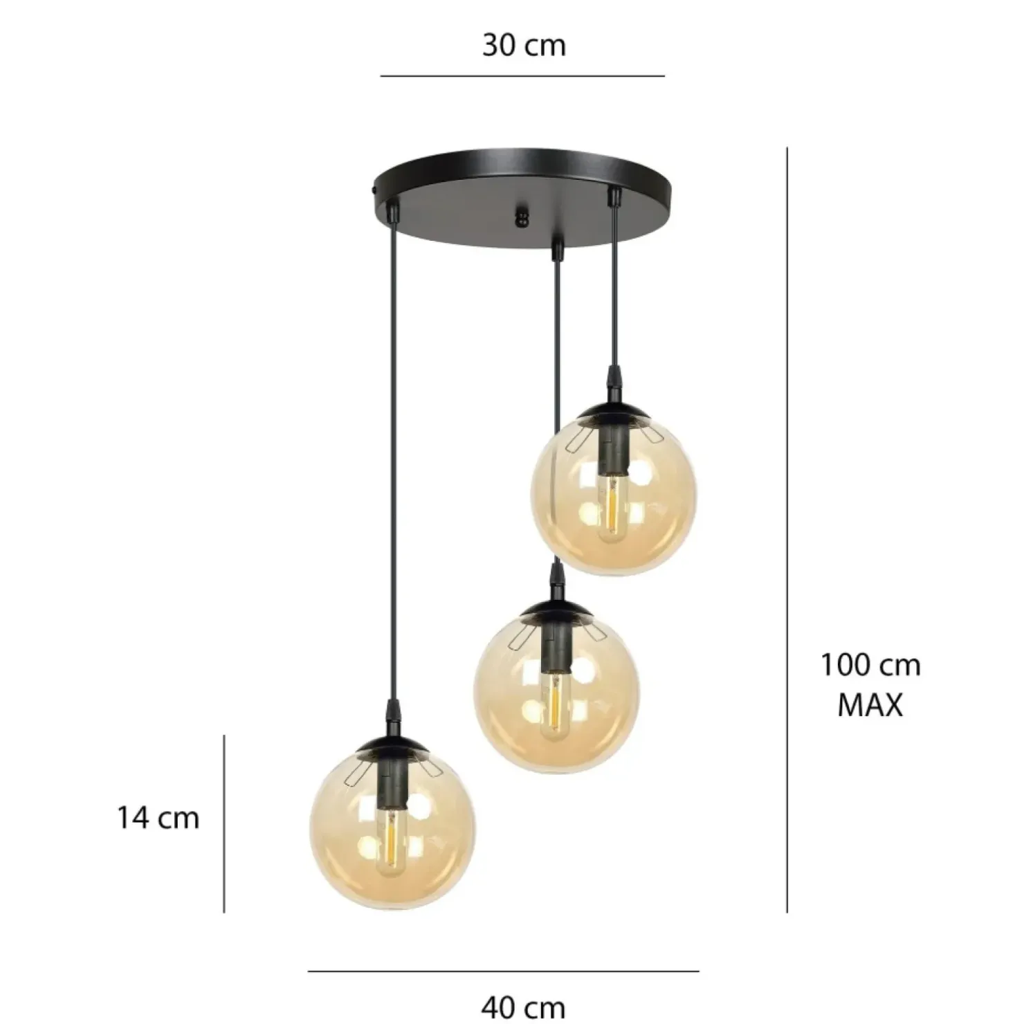 Store Sklep Kaja Regulowana lampa wisząca z trzema kloszami 713/3PREM | Kaja