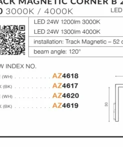 Rogowy reflektor LED do szyny 1-fazowej AZ4620 SAGA | Kaja Oświetlenie*Sklep Kaja Store