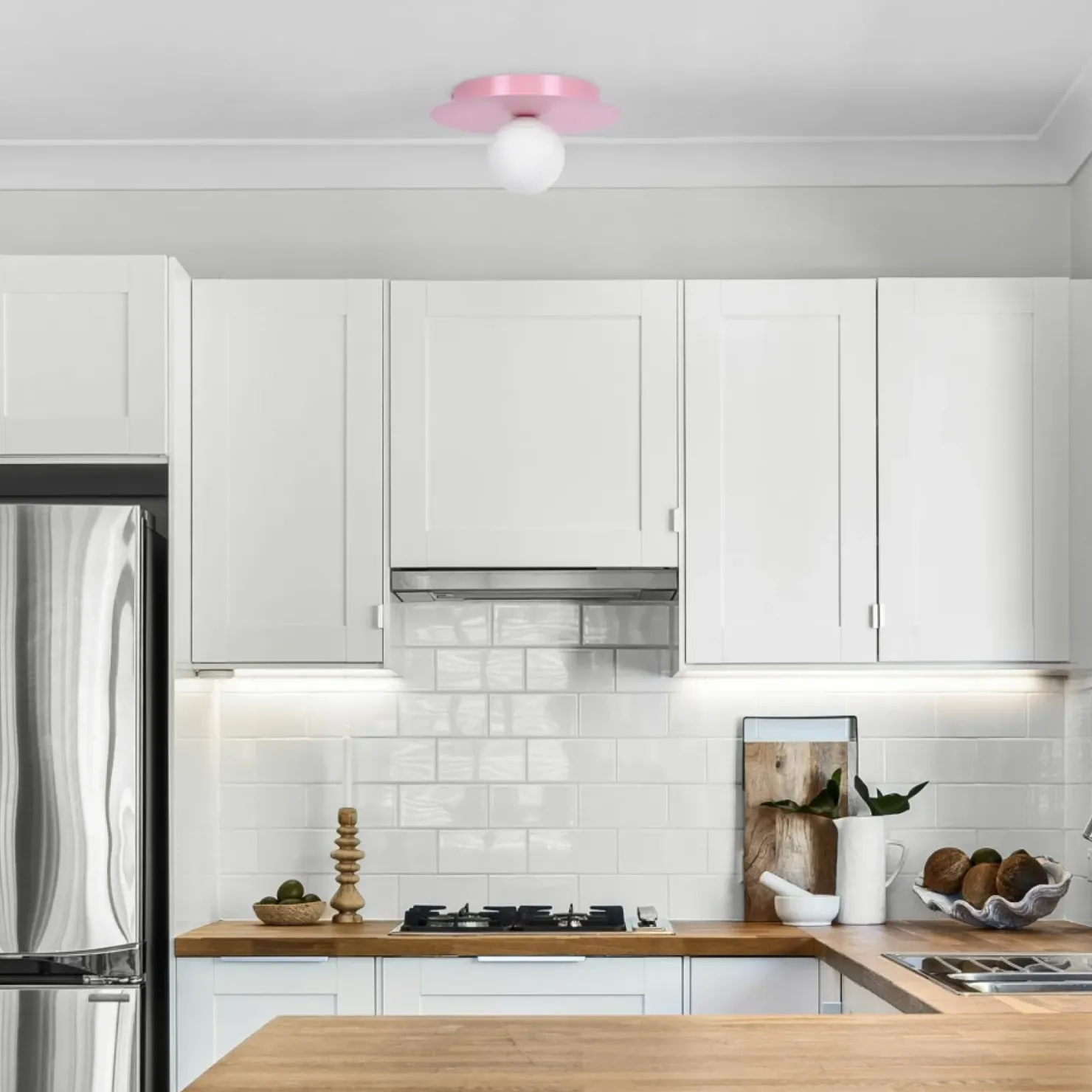 Różowa lampa sufitowa, plafon z białym kloszem K-5443 z serii ROBIN*Sklep Kaja Shop