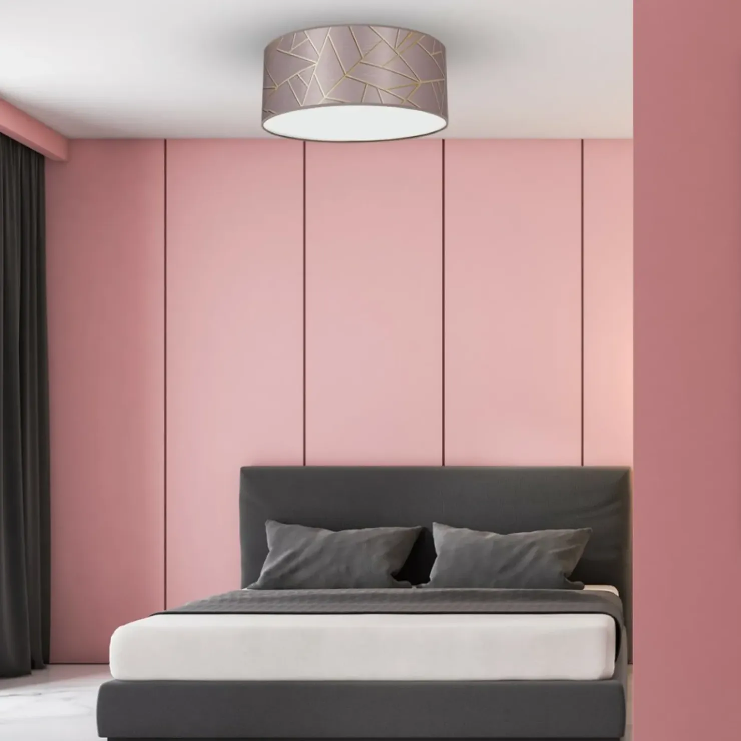 Różowa lampa sufitowa ze stylowym wzorem MLP7585 z serii ZIGGY | Kaja Oświetleni*Sklep Kaja Discount