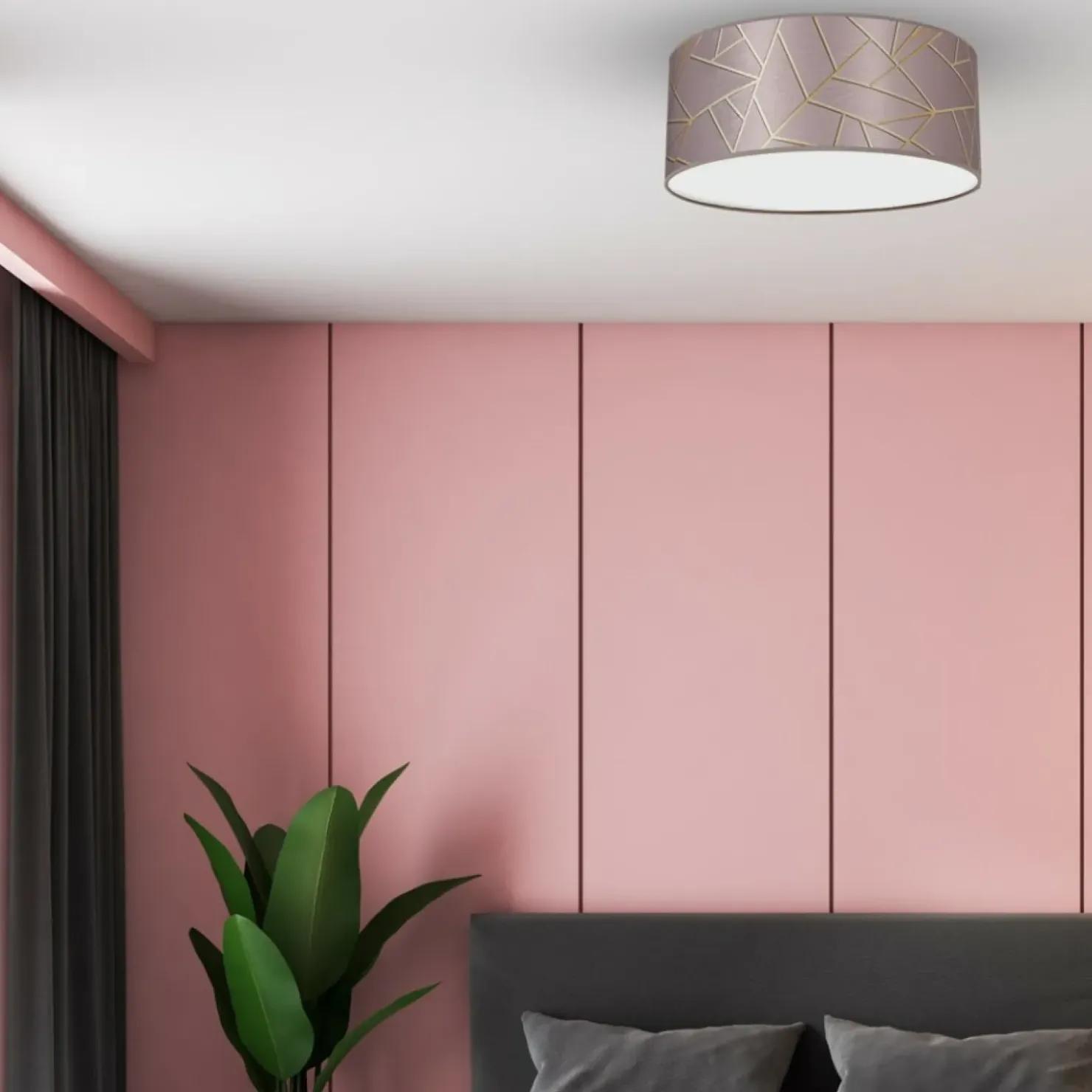 Różowa lampa sufitowa ze stylowym wzorem MLP7585 z serii ZIGGY | Kaja Oświetleni*Sklep Kaja Discount