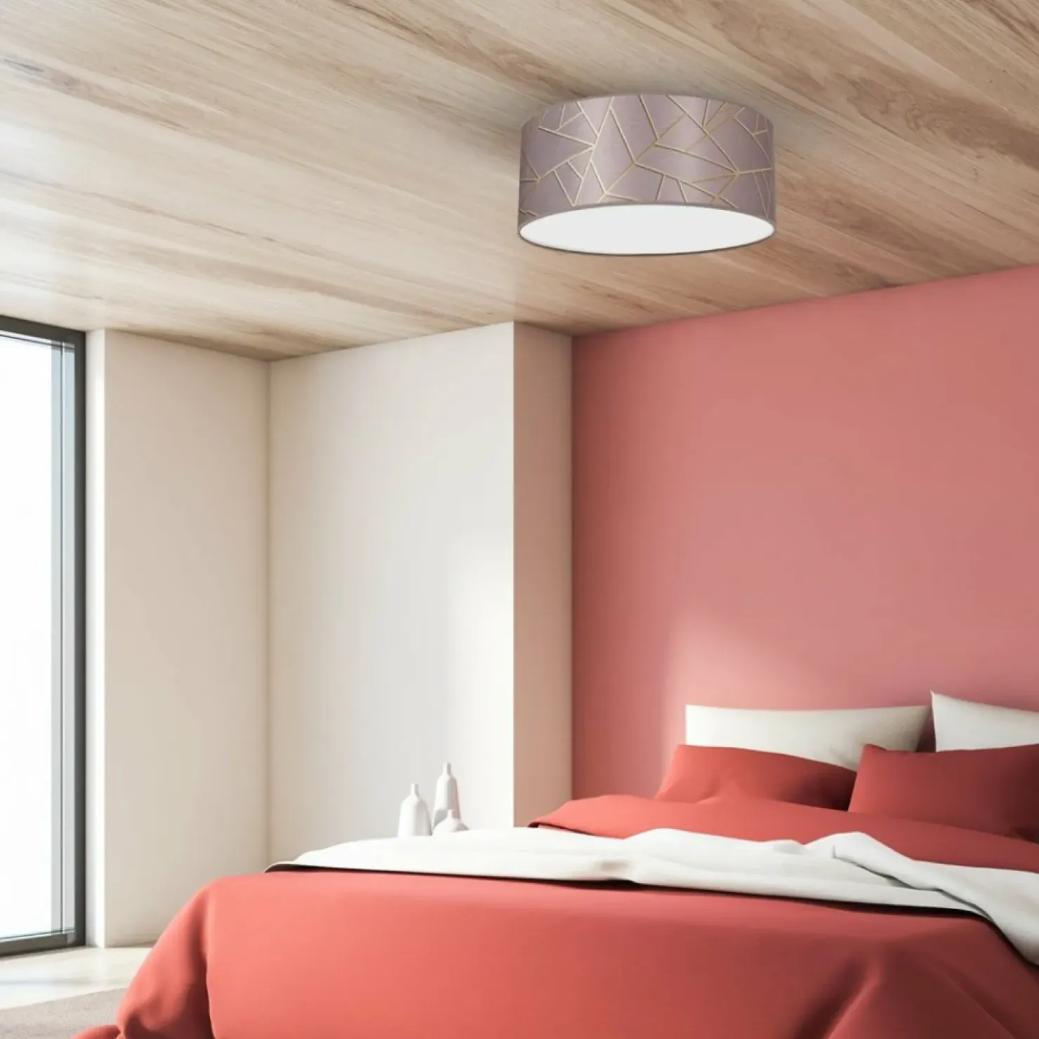 Różowa lampa sufitowa ze stylowym wzorem MLP7585 z serii ZIGGY | Kaja Oświetleni*Sklep Kaja Discount