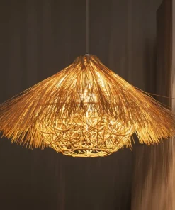 New Sklep Kaja Rozkloszowana lampa wisząca z rattanu ABR-NLW32-BH-E27 BOHO | Kaja brązowy