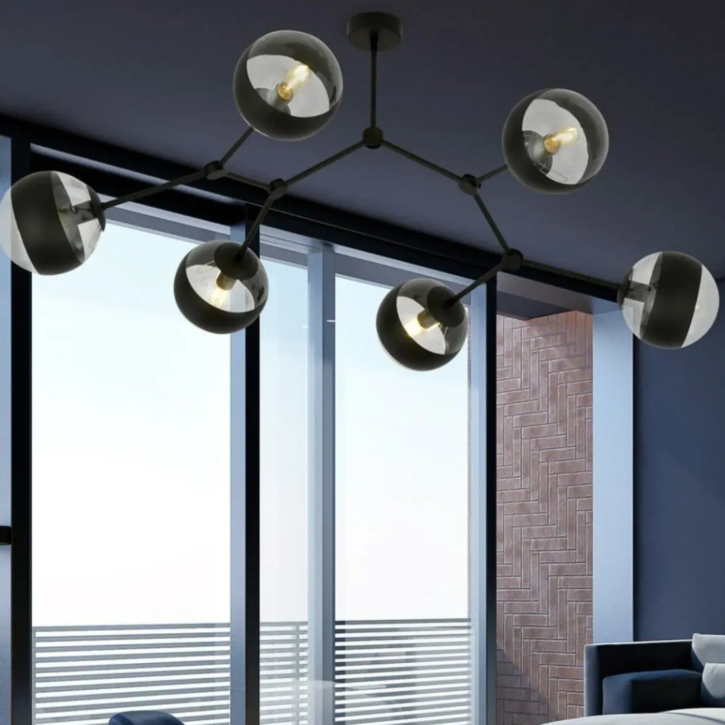 Cheap Sklep Kaja Rozłożysta, czarna lampa sufitowa z kloszami 1135/6 SPACE | Kaja