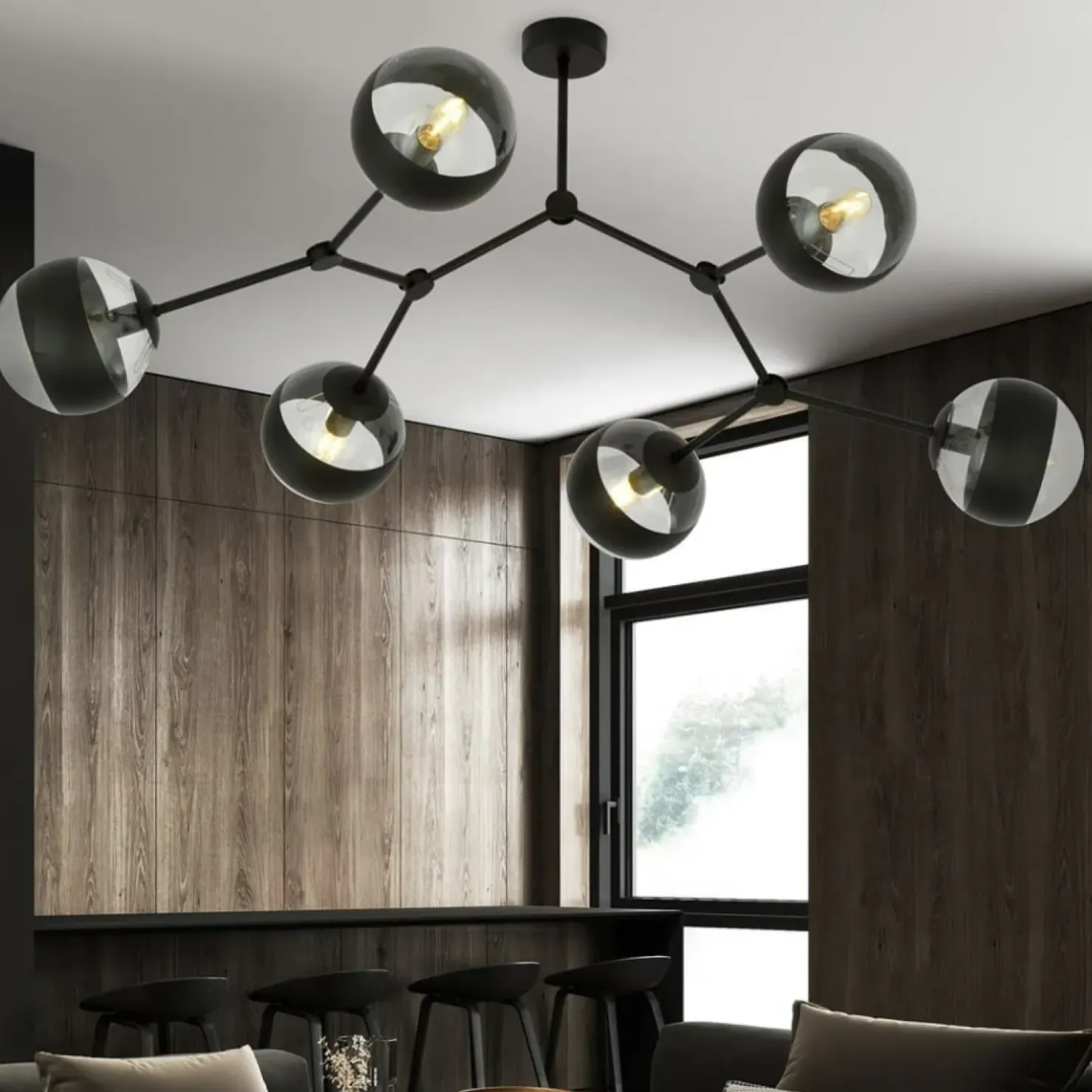 Cheap Sklep Kaja Rozłożysta, czarna lampa sufitowa z kloszami 1135/6 SPACE | Kaja