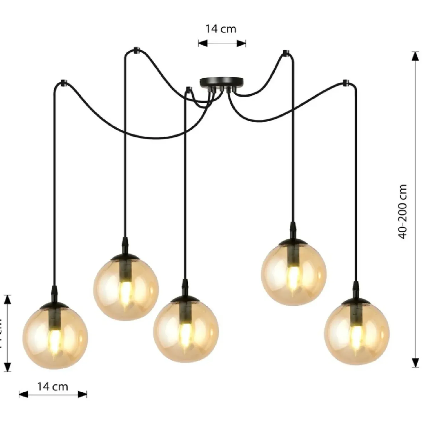 New Sklep Kaja Rozłożysta lampa wisząca z regulacją wysokości 938/5 | Kaja