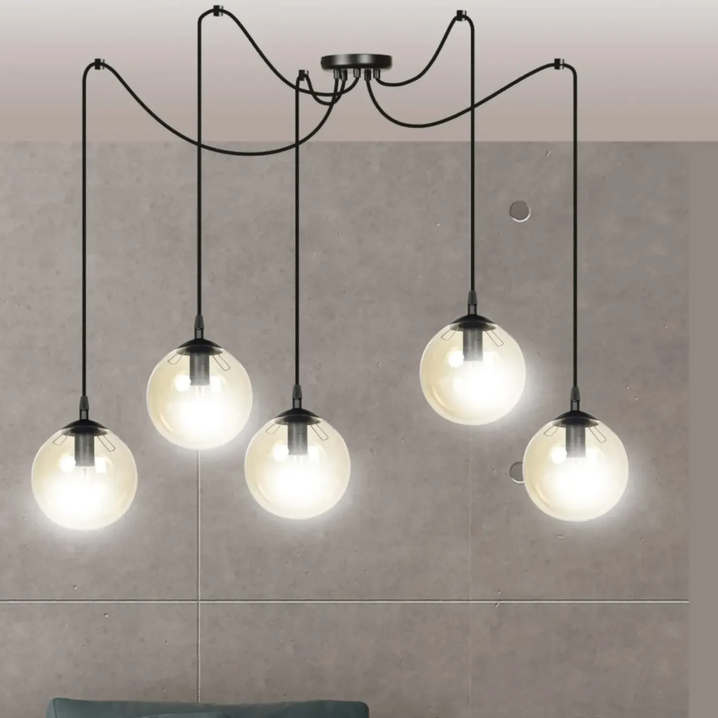 New Sklep Kaja Rozłożysta lampa wisząca z regulacją wysokości 938/5 | Kaja