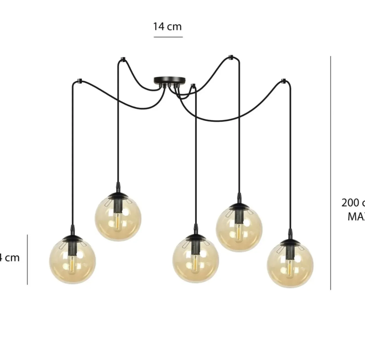 New Sklep Kaja Rozłożysta lampa wisząca z regulacją wysokości 938/5 | Kaja