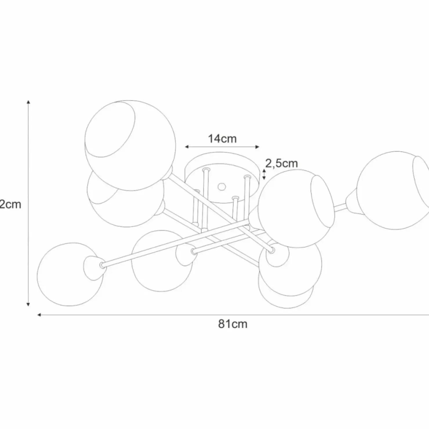 Online Sklep Kaja Rozłożysta, stylowa lampa sufitowa K-JSL-1302/8 FONS | Kaja chrom
