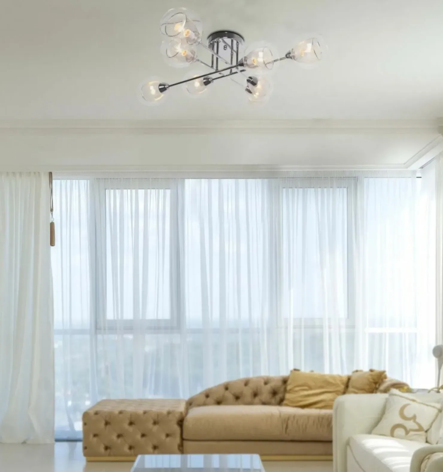 Online Sklep Kaja Rozłożysta, stylowa lampa sufitowa K-JSL-1302/8 FONS | Kaja chrom