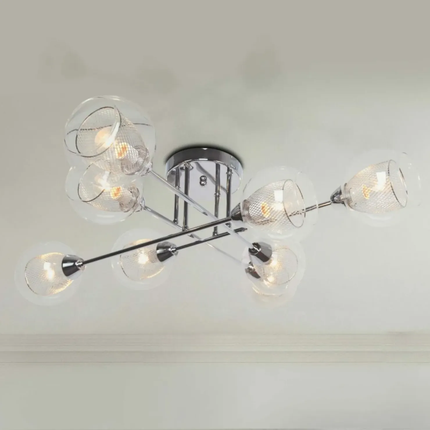 Online Sklep Kaja Rozłożysta, stylowa lampa sufitowa K-JSL-1302/8 FONS | Kaja chrom