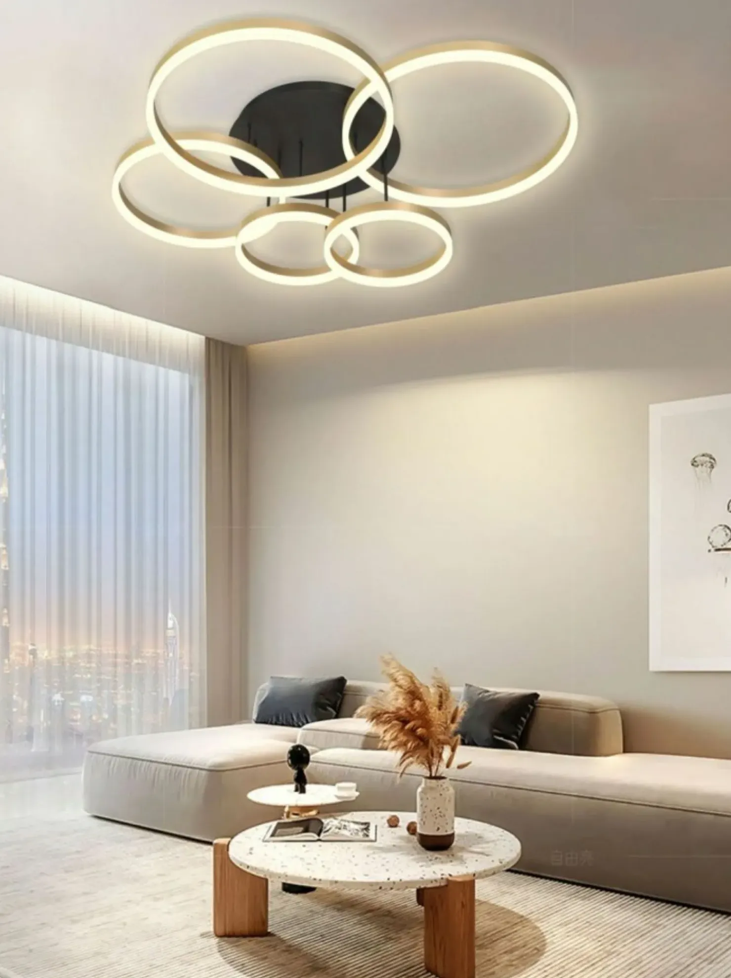 Shop Sklep Kaja Rozłożysta, złota lampa sufitowa LED WF 9049-601 PERPIGNON | Kaja