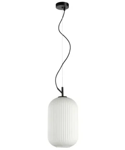 Store Sklep Kaja Smukła lampa wisząca, ryflowany klosz PND-64536C-M-BL-OPA RUES | Kaja