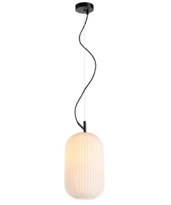 Store Sklep Kaja Smukła lampa wisząca, ryflowany klosz PND-64536C-M-BL-OPA RUES | Kaja